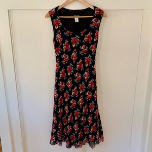 Vintage 90’s Jones New York silk floral midi dress